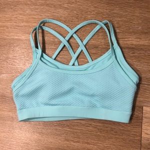 Strappy mint green sports bra